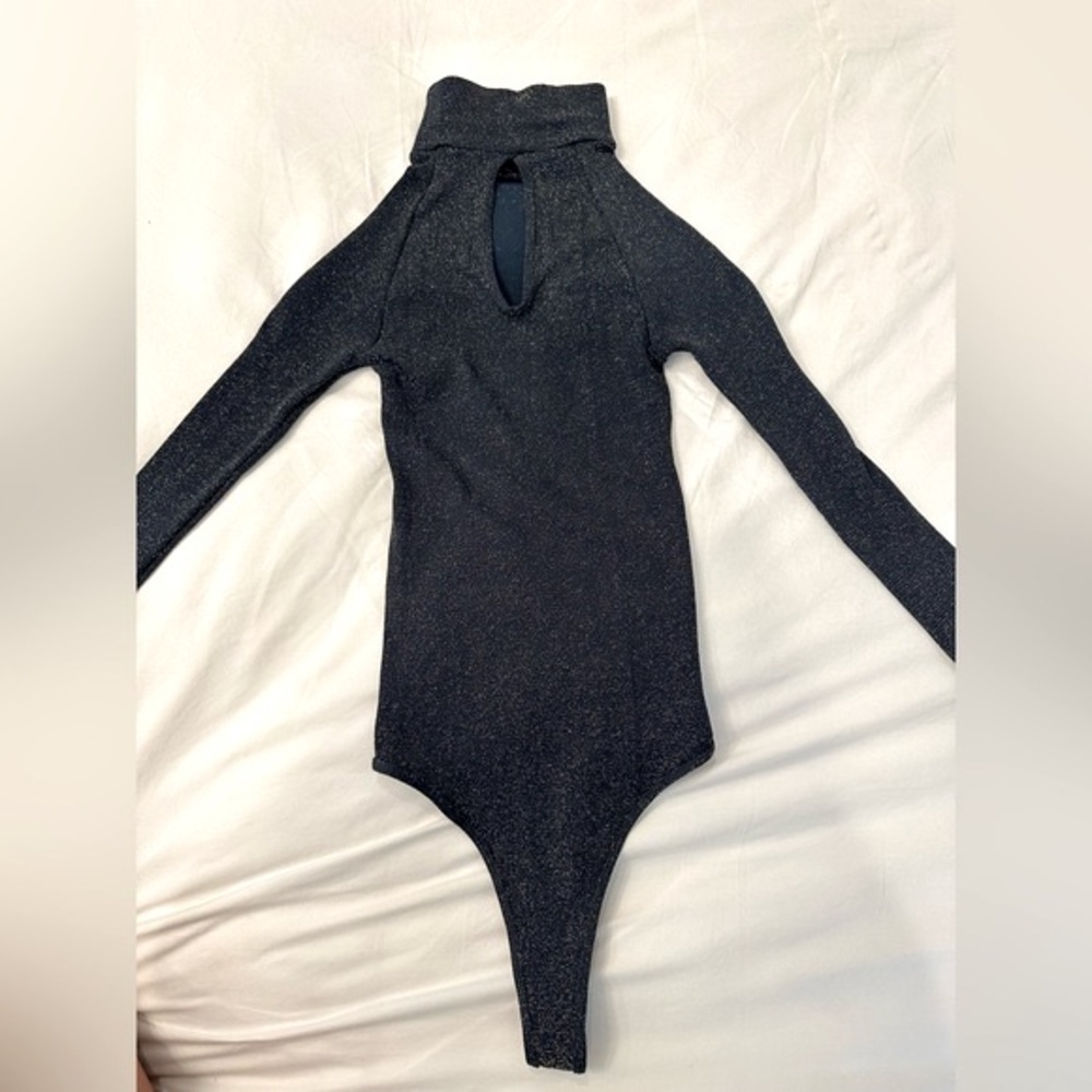 Free People long sleeve bodysuit sparkle teal ✨ - Picture 4 of 8
